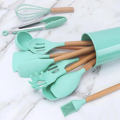 Kit Jogo 12 Peças Utensílios de Cozinha Silicone