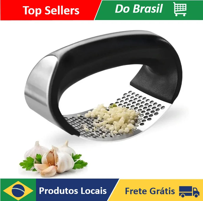 Espremedor de Alho Manual em Aço Inox