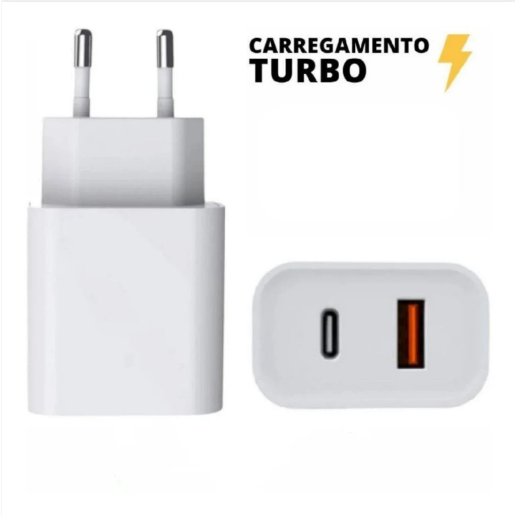 Carregador Source / iPhone Turbo Rápido 38W PD Tipo C com 2 Entradas USB