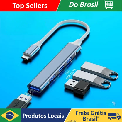 Hub USB 3.0 Orico 4 Portas Tipo-C, 5Gbps, Divisor Ultra Rápido