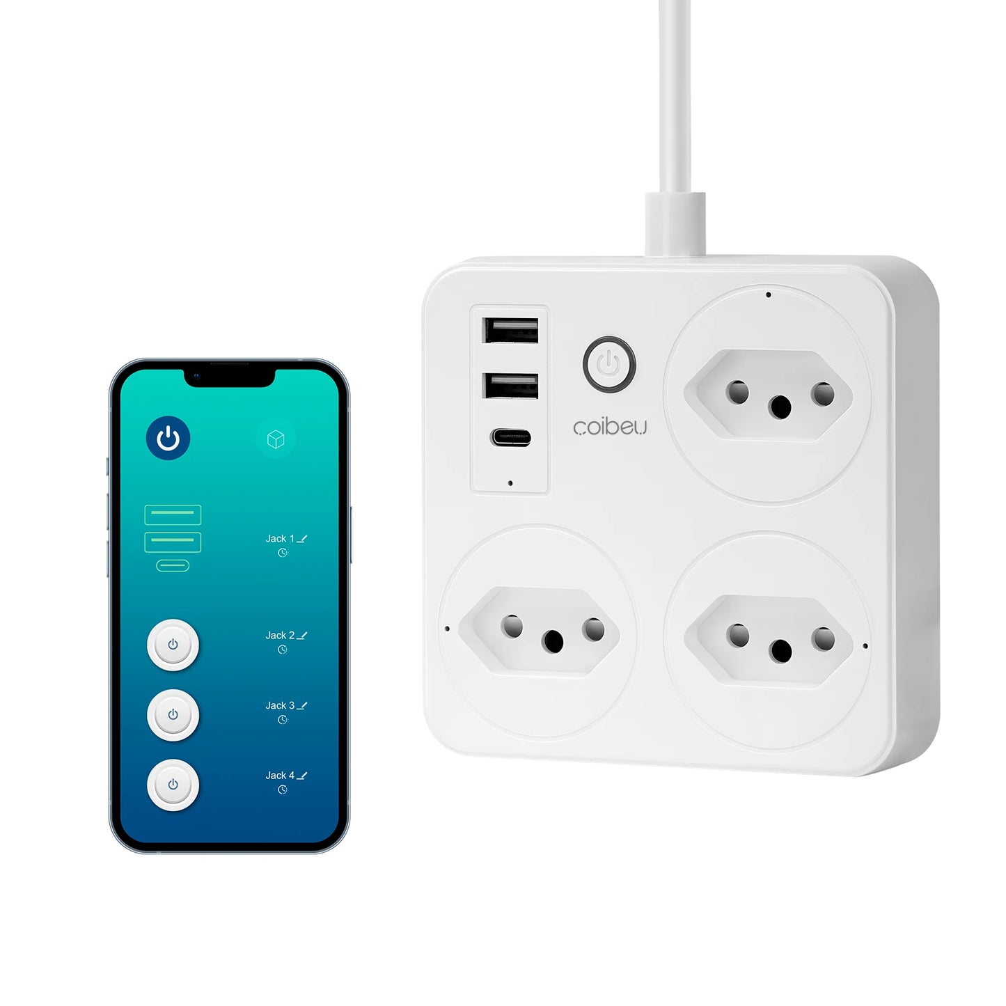 Interruptor Inteligente com Tomada, Filtro de Linha Brasil, Plugue Smart, Tomada USB, Tomada WiFi Inteligente