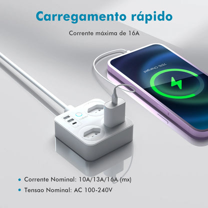 Interruptor Inteligente com Tomada, Filtro de Linha Brasil, Plugue Smart, Tomada USB, Tomada WiFi Inteligente