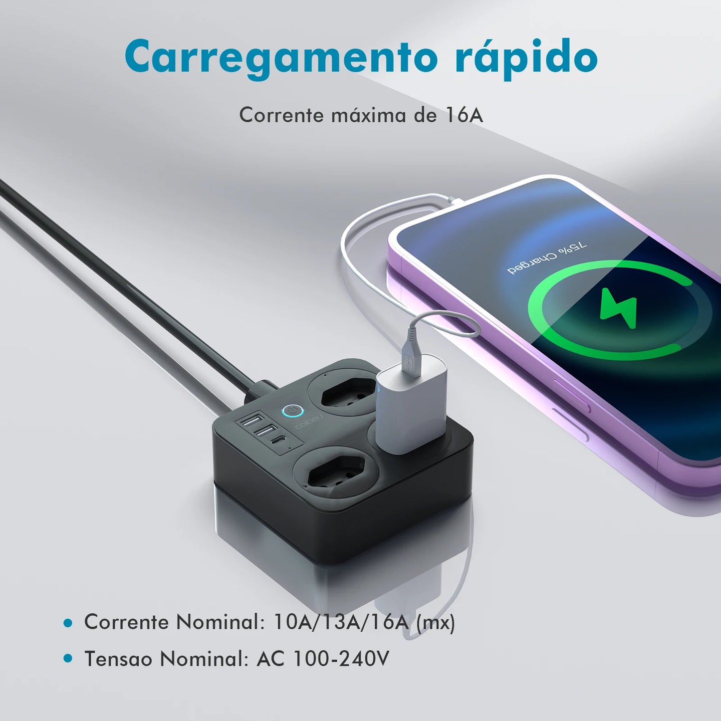 Interruptor Inteligente com Tomada, Filtro de Linha Brasil, Plugue Smart, Tomada USB, Tomada WiFi Inteligente