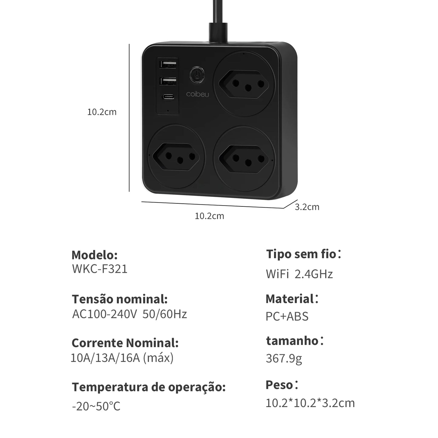 Interruptor Inteligente com Tomada, Filtro de Linha Brasil, Plugue Smart, Tomada USB, Tomada WiFi Inteligente