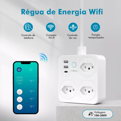 Interruptor Inteligente com Tomada, Filtro de Linha Brasil, Plugue Smart, Tomada USB, Tomada WiFi Inteligente