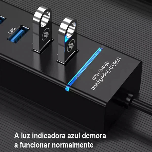 Hub USB 4 Portas, Extensão, Adaptador, Carregador e Cabo USB