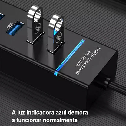 Hub USB 4 Portas, Extensão, Adaptador, Carregador e Cabo USB