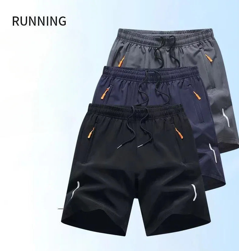 Shorts Masculino de Seda Gelada, Rápido Secagem, Respirável, para Corrida, Ginástica e Praia