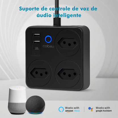 Interruptor Inteligente com Tomada, Filtro de Linha Brasil, Plugue Smart, Tomada USB, Tomada WiFi Inteligente