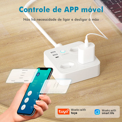 Interruptor Inteligente com Tomada, Filtro de Linha Brasil, Plugue Smart, Tomada USB, Tomada WiFi Inteligente