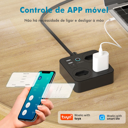 Interruptor Inteligente com Tomada, Filtro de Linha Brasil, Plugue Smart, Tomada USB, Tomada WiFi Inteligente