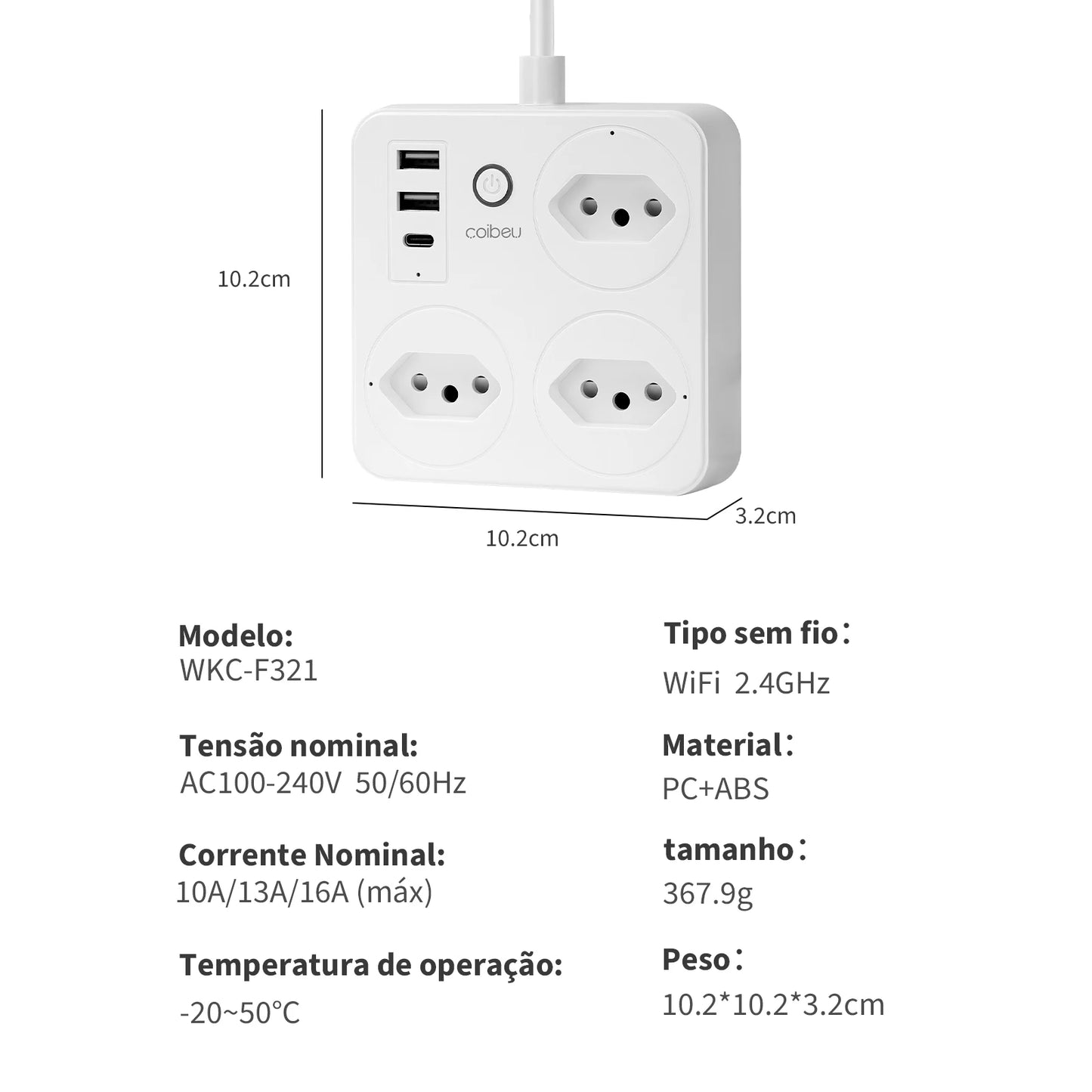 Interruptor Inteligente com Tomada, Filtro de Linha Brasil, Plugue Smart, Tomada USB, Tomada WiFi Inteligente