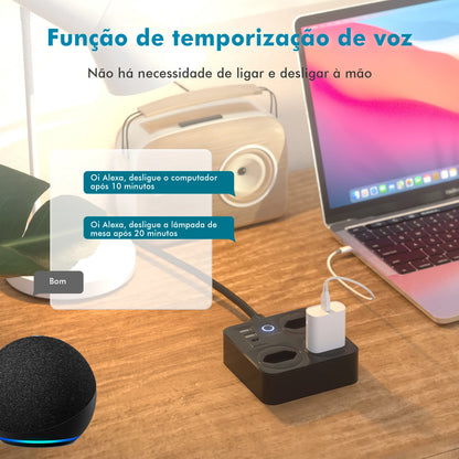 Interruptor Inteligente com Tomada, Filtro de Linha Brasil, Plugue Smart, Tomada USB, Tomada WiFi Inteligente