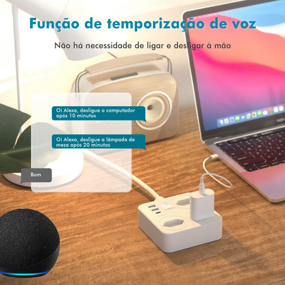 Interruptor Inteligente com Tomada, Filtro de Linha Brasil, Plugue Smart, Tomada USB, Tomada WiFi Inteligente