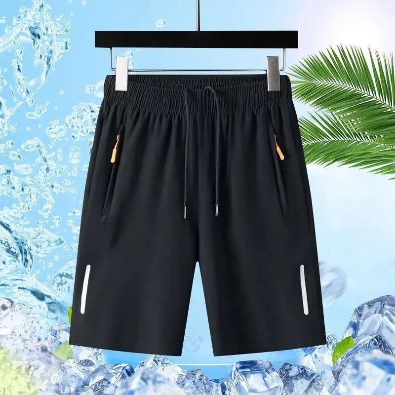 Shorts Masculino de Seda Gelada, Rápido Secagem, Respirável, para Corrida, Ginástica e Praia