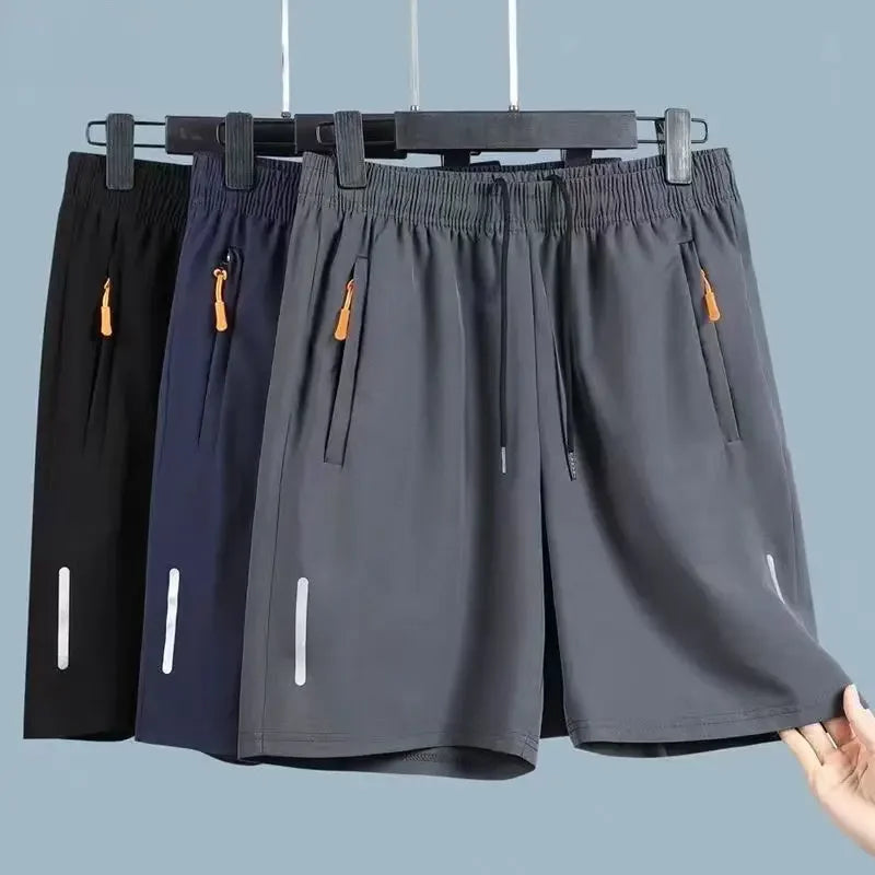 Shorts Masculino de Seda Gelada, Rápido Secagem, Respirável, para Corrida, Ginástica e Praia