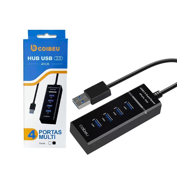 Hub USB 4 Portas, Extensão, Adaptador, Carregador e Cabo USB